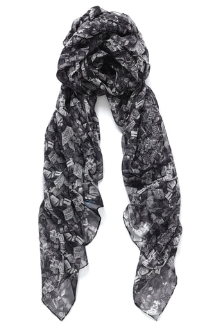 Pluto Grey Silk Scarf