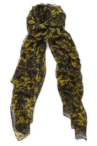 Pluto Yellow Silk Scarf