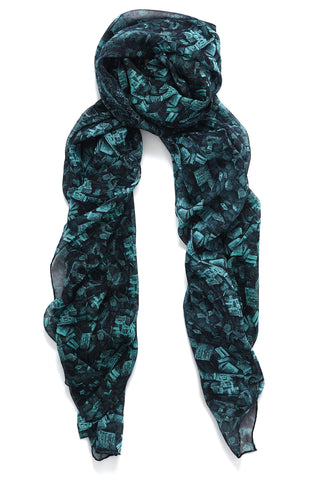 Pluto Teal Green Silk Scarf