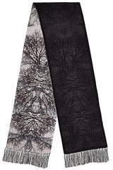 Hamadryad Double Sided Silk Twill & Cashmere Scarf with Tassel