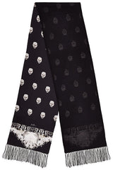 Minos Double Sided Silk Twill & Cashmere Scarf with Tassel