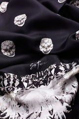 Minos Double Sided Silk Twill & Cashmere Scarf with Tassel