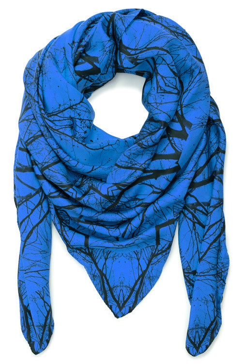 Dryad Blue Silk Twill Scarf
